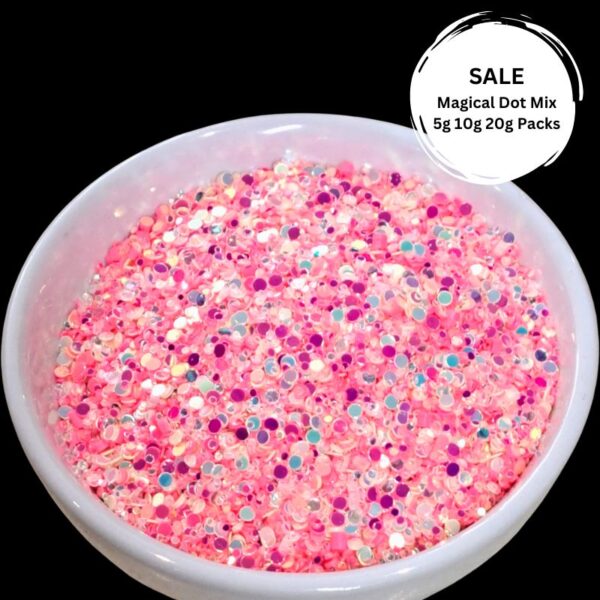 Pink, Ivory, White Magical Dots Glitter Mix For Crafts, Nail Art, Resin Art - Image 2