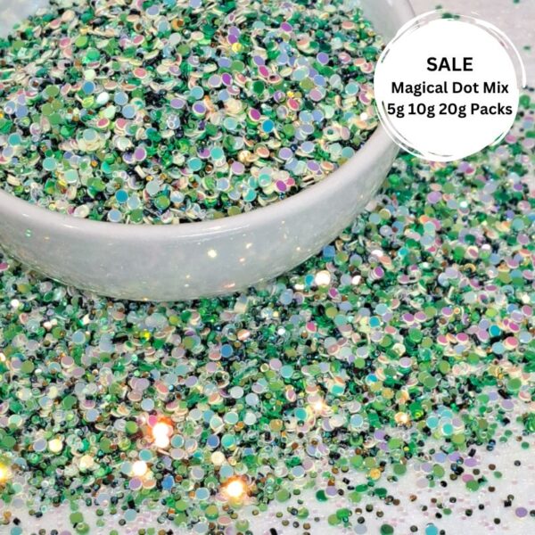 Magical Dot Mix Craft, Nail Art, Resin Colour Green And Ivory (