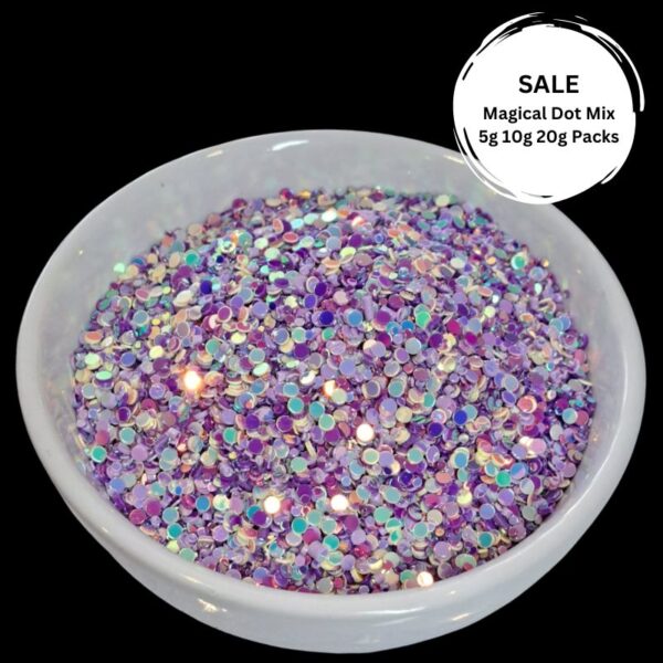 Purple, Lilac, Ivory Magical Dots Glitter Mix For Crafts, Nail Art, Resin Art - Image 3
