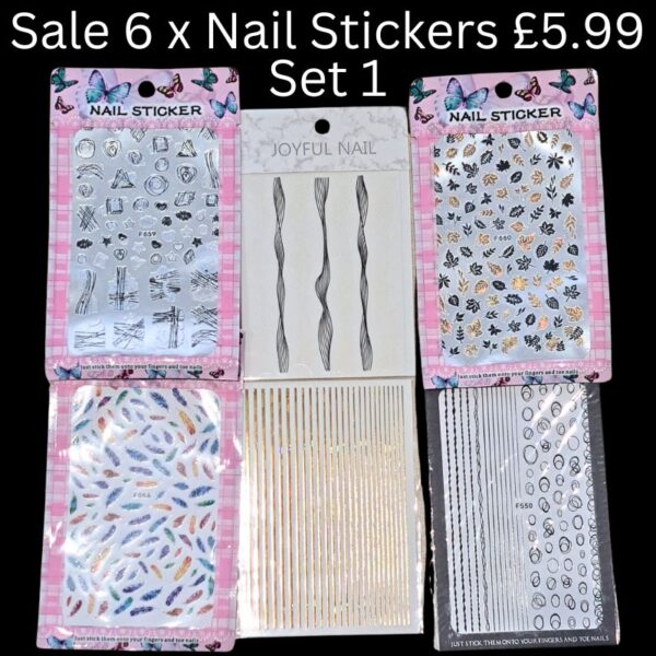 Sale 6 x Nail Art Stickers Set 1