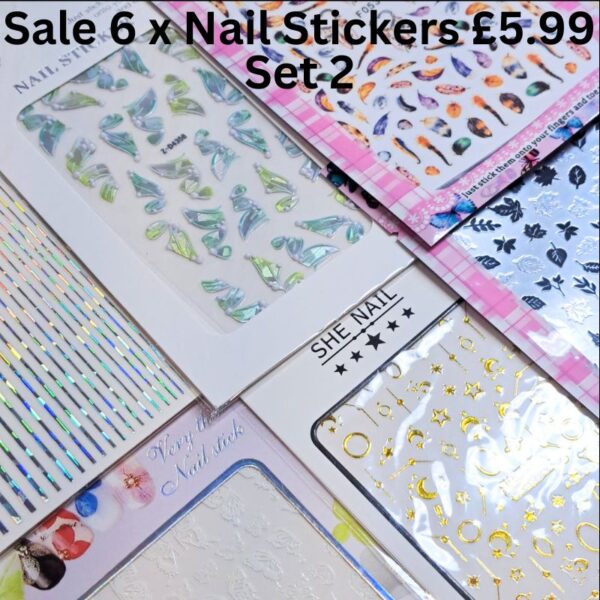 6 x Nail Art Stickers Set Bundle 2 - Image 2