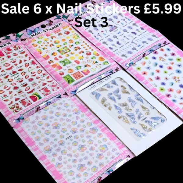 Sale 6 x Nail Art Stickers Set 3