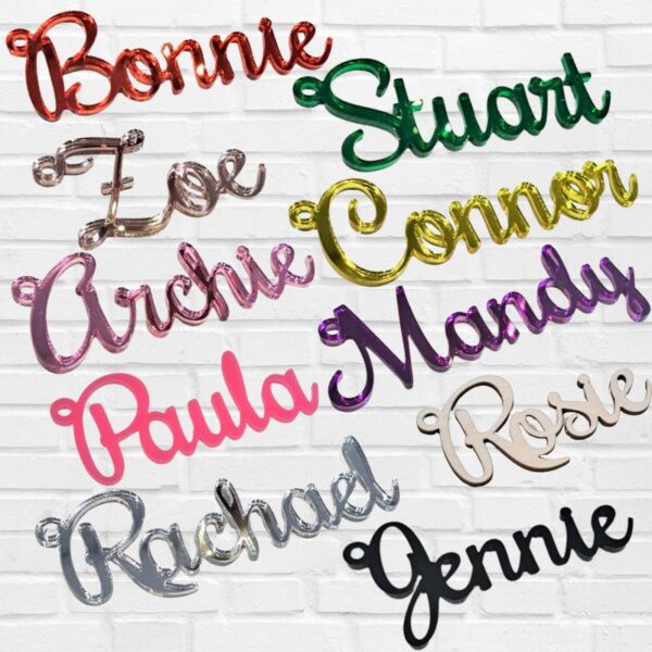 Personalised Name Gift Tags, Mirror Acrylic Gift Tag Names, Script Name Tags, Personalised Present Gift Tags