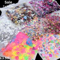 7 x Packs Of Nail Art And Craft Glitter Shapes Set 2