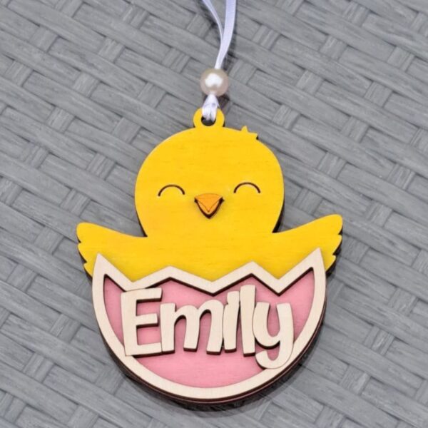 Chic Easter Gift Tags, Personalised Easter Chic Name Tags, Kids Easter Chic Baubles, Chic In Egg Easter Tags, Easter Basket Tags - Image 3