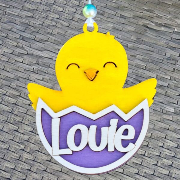 Purple Personalised Wooden Easter Chic In Egg