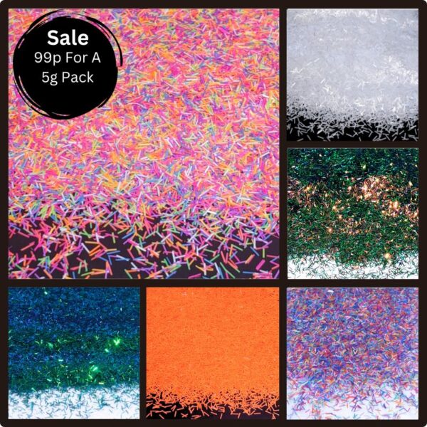 Neon, Opal, Chameleon And Matte Glitter Tinsel Nail Art Craft And Resin