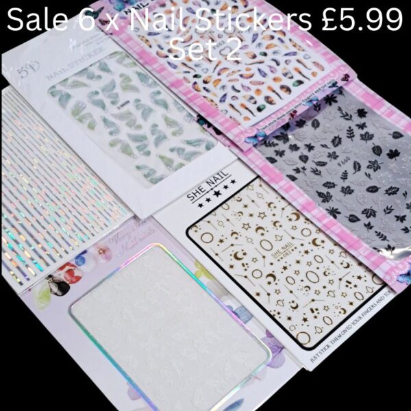 Sale 6 x Nail Art Stickers Set 2