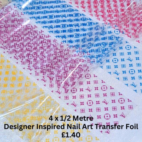 Designer Inspired Nail Art Transfer Foils 4 x 1/2 Metre Of Each Design Set 2