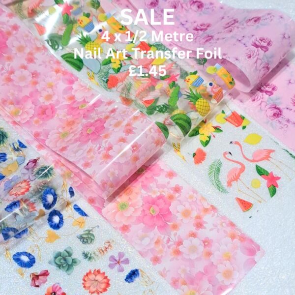 Flower And Tropical Nail Art Transfer Foil 4 x 12 Metre Of Each Design Set 6