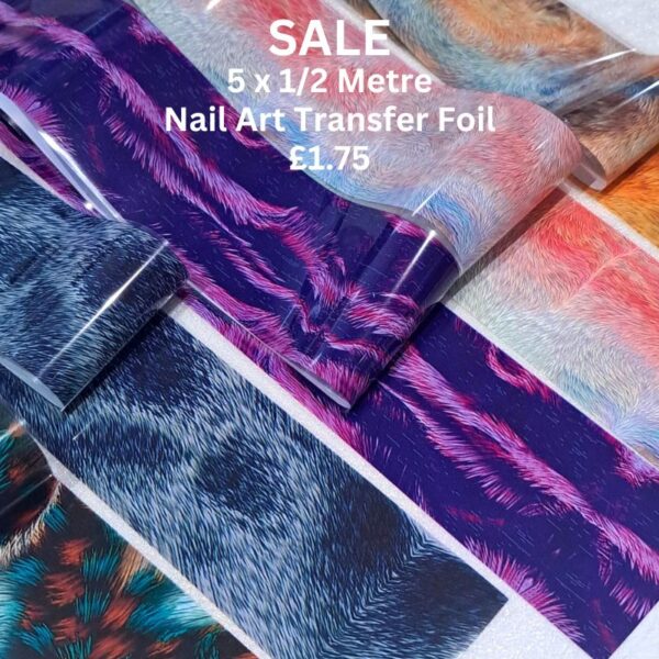 Fur Effect Nail Art Transfer Foil 5 x Half Metre Of Each Design Set 4