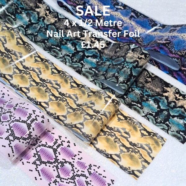 Snake Skin Nail Art Transfer Foil 4 x 12 Metre Of Each Design Set 5