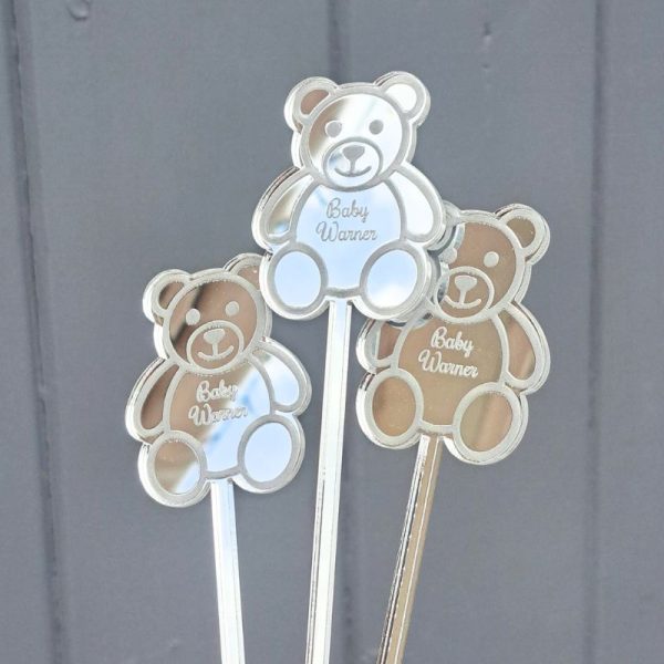 Baby Shower Drinks Stirrers, Personalised Drinks Stirrers, Party Stirrers, Personalised Teddy Bear Swizzle Sticks - Image 9