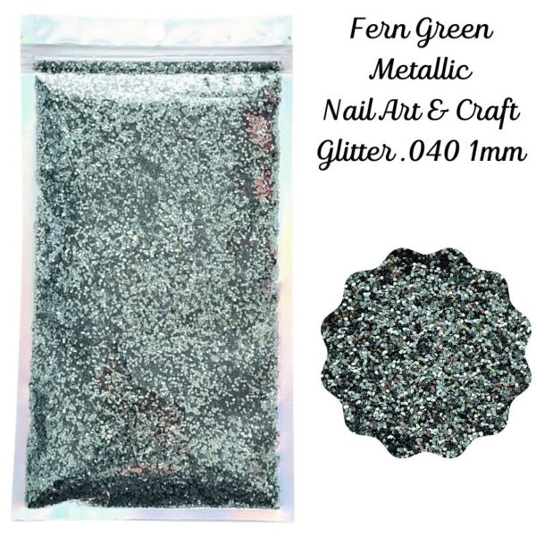 Fern Green Metallic Glitter Nail Art Craft Resin .040 1mm