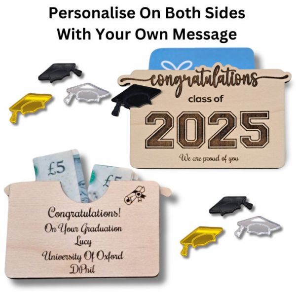 Personalised Graduation Gifts For Her Him Gift Card Money Holder Graduate 2025 Congratulations - Image 3