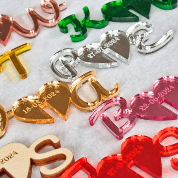 Personalised Wedding Drink Name Tags, Personalised Initial Drink Tags, Custom Wedding Drink Charms, Glass Toppers, Wedding Favours, Anniversary Drinks Tags, Wine Glass Charms - Image 3