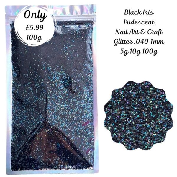 Black Iris Iridescent Glitter Mix Nail Art Craft Resin .040 1mm