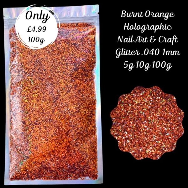 Burnt Orange Holographic Glitter Mix Nail Art Craft Resin .040 1mm