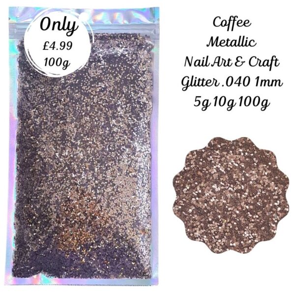 Coffee Metallic Glitter Mix Nail Art Craft Resin .040 1mm