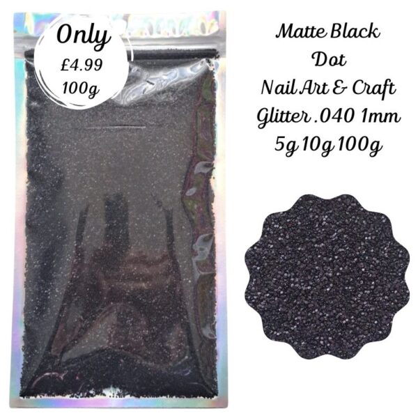 Matte Black Dot Glitter Mix Nail Art Craft Resin .040 1mm