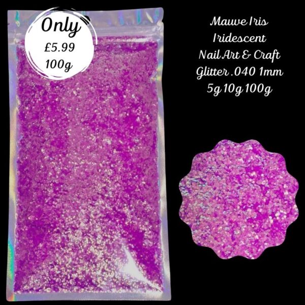 Mauve Iris Iridescent Glitter Mix Nail Art Craft Resin .040 1mm