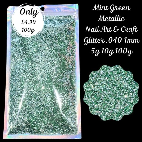 Mint Green Metallic Glitter Mix Nail Art Craft Resin .040 1mm