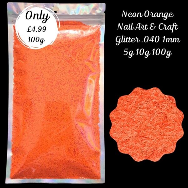 Neon Orange Glitter Mix Nail Art Craft Resin .040 1mm