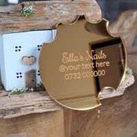 Personalised Nailfie, Custom Nail Technician Prop, Nail Art Props, Handheld Nailfie Acrylic Disc, Beauty Salon Props - Gold Mirror Right Handed