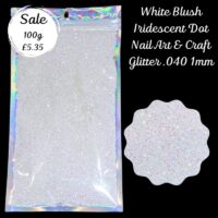 White Blush Iridescent Glitter Dot Nail Art Craft Resin .040 1mm