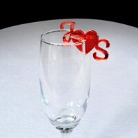 Personalised Wedding Drink Name Tags, Personalised Initial Drink Tags, Custom Wedding Drink Charms, Glass Toppers, Wedding Favours, Anniversary Drinks Tags, Wine Glass Charms - Red Mirror