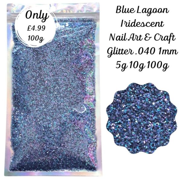 Blue Lagoon Iridescent Glitter Nail Art Craft Resin .040 1mm