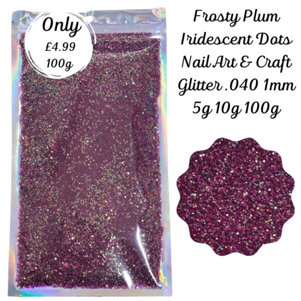 Frosty Plum Iridescent Glitter Dot Mix Nail Art Craft Resin .040 1mm