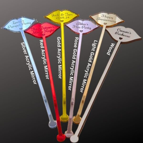 Lips Design Personalised Drinks Stirrers, Birthday Drinks Stirrers, Barbecue Drink Stirrers, Hen Party Drinks Stirrers, Personalised Swizzle Sticks - Image 4