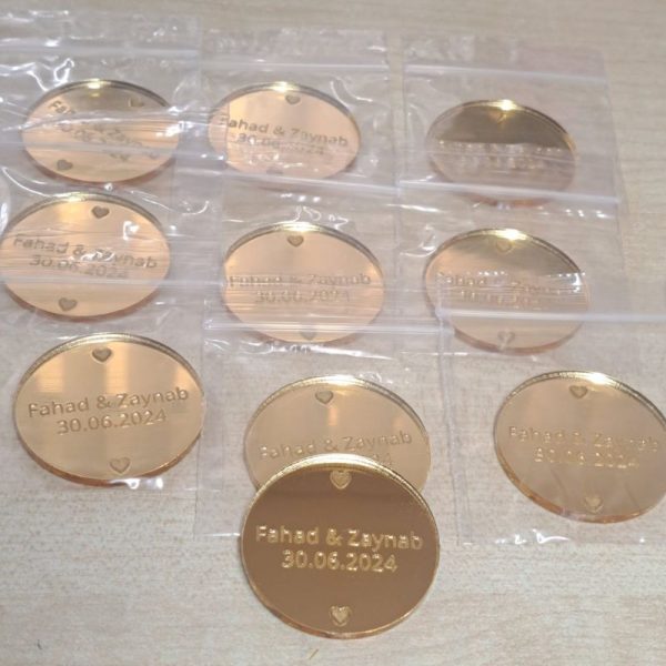 Personalised Wedding Favours, Mr and Mrs Table Decorations, Wedding Decor, Wedding Drink Tokens, Cake Toppers - Image 9