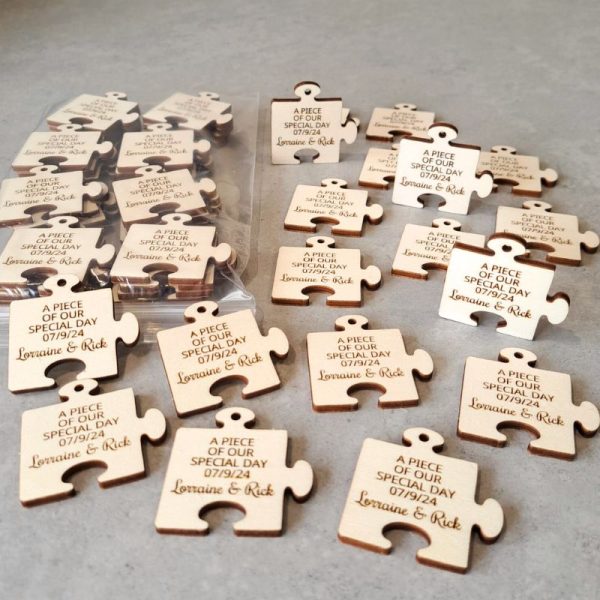 Personalised Wedding Favours Table Decorations, Wedding Drinks Tokens, Wooden Puzzle Wedding Table Decor, Party Favors, Anniversary Favours - Image 4