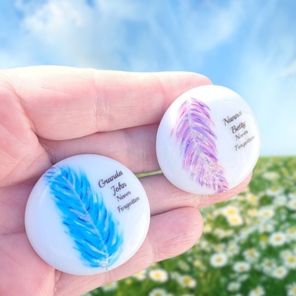 Feather Design Mum & Dad Pocket Hug Bereavement Pebble Family Loss Gift Keepsake Memorial Gift Parent Memory Pebble - Image 11