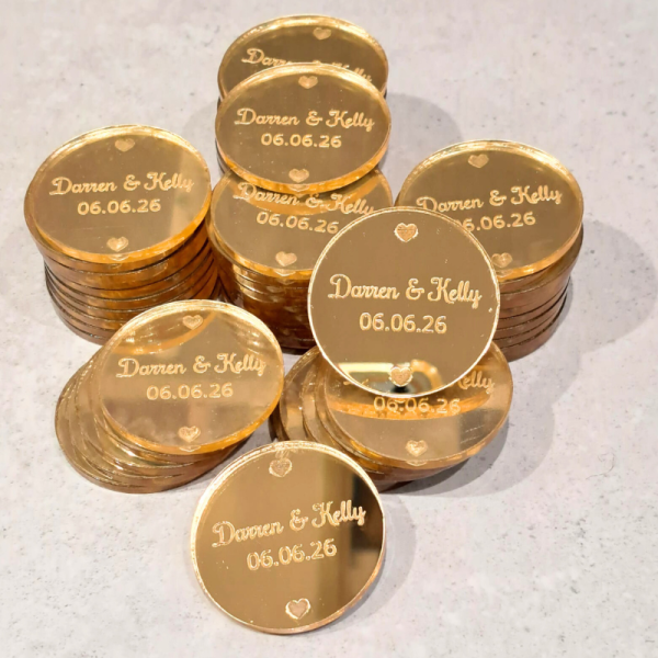 Personalised Wedding Favours, Mr and Mrs Table Decorations, Wedding Decor, Wedding Drink Tokens, Cake Toppers - Image 11