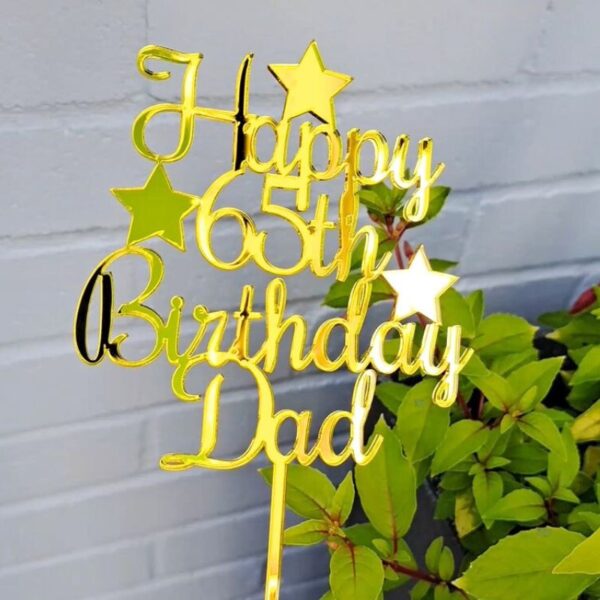 Star Cake Topper, Mirror Acrylic Personalised Birthday Cake Toppers, Party Cake Decorations - Image 2