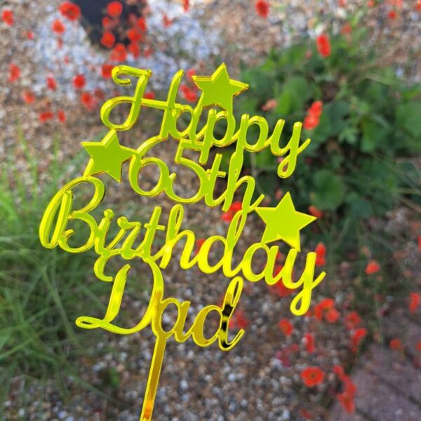 Star Cake Topper, Mirror Acrylic Personalised Birthday Cake Toppers, Party Cake Decorations - Image 4
