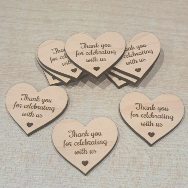 Personalised Wedding Favours Love Heart Table Decorations, Wedding Drinks Tokens, Wooden Wedding Table Decor, Birthday Tokens - Image 14