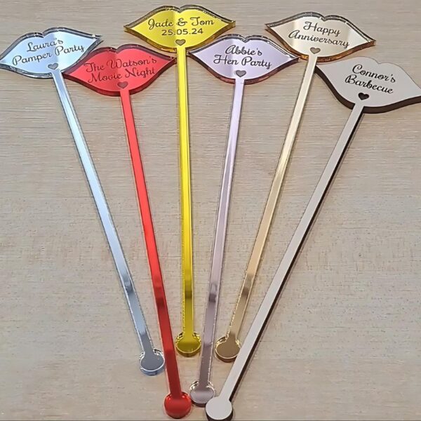 Lips Design Personalised Drinks Stirrers, Birthday Drinks Stirrers, Barbecue Drink Stirrers, Hen Party Drinks Stirrers, Personalised Swizzle Sticks - Image 3