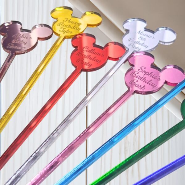 Disney Mickey Mouse Drinks Stirrers, Personalised Drinks Stirrers, Party Stirrers, Birthday Drinks Stirrers, Wedding Drink Stirrers, Hen Party Drinks Stirrers, Personalised Swizzle Sticks - Image 3