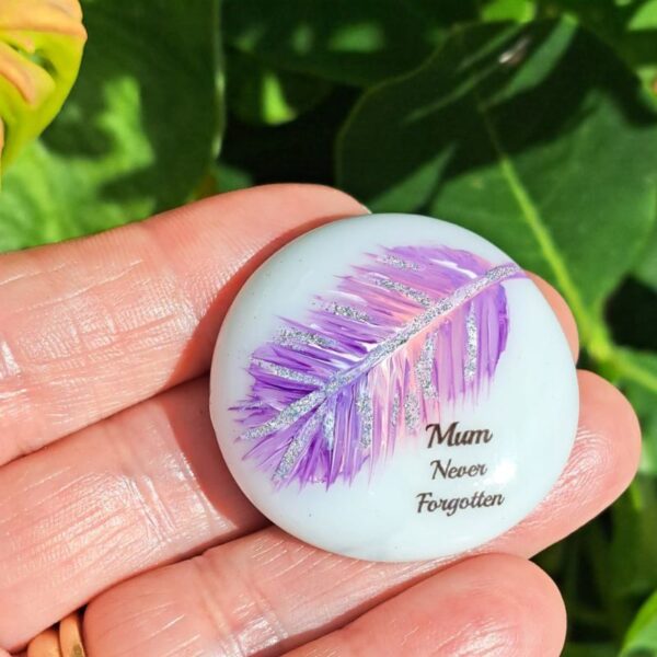 Feather Design Mum & Dad Pocket Hug Bereavement Pebble Family Loss Gift Keepsake Memorial Gift Parent Memory Pebble - Image 5