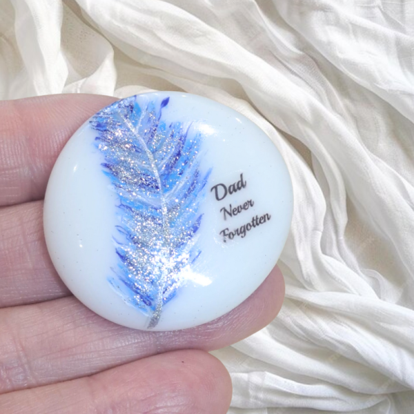 Feather Design Mum & Dad Pocket Hug Bereavement Pebble Family Loss Gift Keepsake Memorial Gift Parent Memory Pebble - Image 3