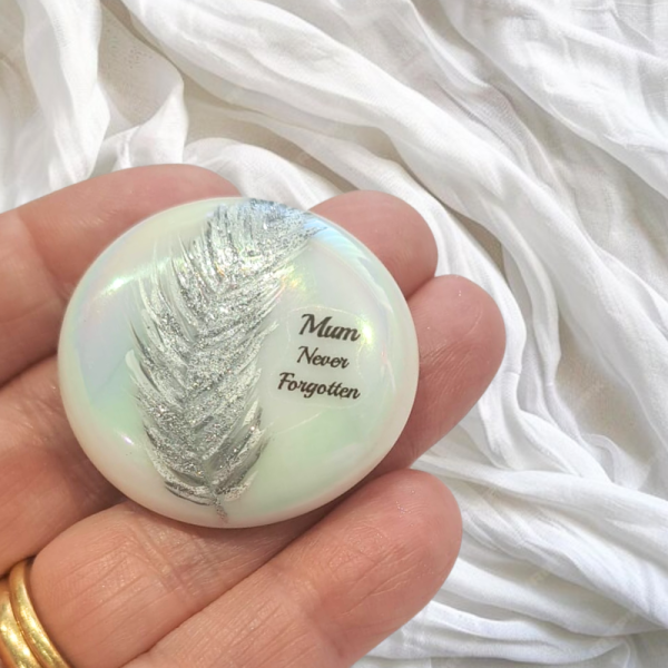 Feather Design Mum & Dad Pocket Hug Bereavement Pebble Family Loss Gift Keepsake Memorial Gift Parent Memory Pebble - Image 7