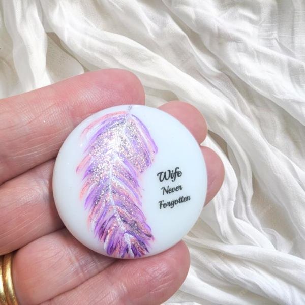 Feather Design Mum & Dad Pocket Hug Bereavement Pebble Family Loss Gift Keepsake Memorial Gift Parent Memory Pebble - Image 4