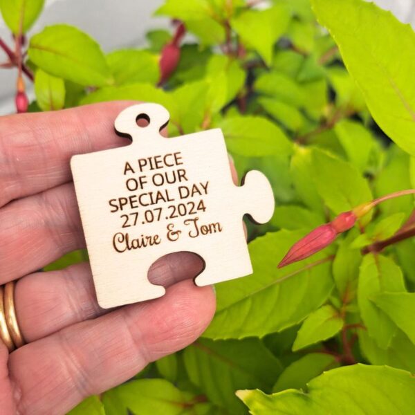 Personalised Wedding Favours Table Decorations, Wedding Drinks Tokens, Wooden Puzzle Wedding Table Decor, Party Favors, Anniversary Favours - Image 2