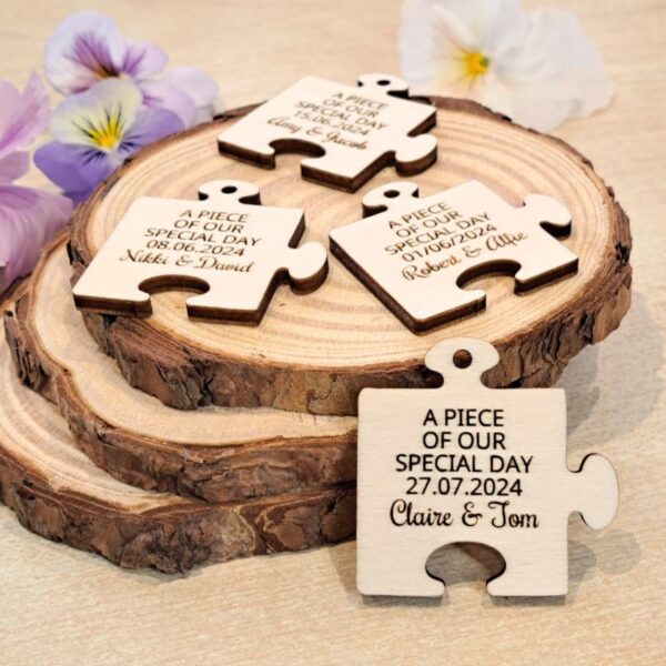 Personalised Wedding Favours Table Decorations, Wedding Drinks Tokens, Wooden Puzzle Wedding Table Decor, Party Favors, Anniversary Favours - Image 9