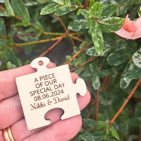 Personalised Wedding Favours Table Decorations, Wedding Drinks Tokens, Wooden Puzzle Wedding Table Decor, Party Favors, Anniversary Favours - Image 8