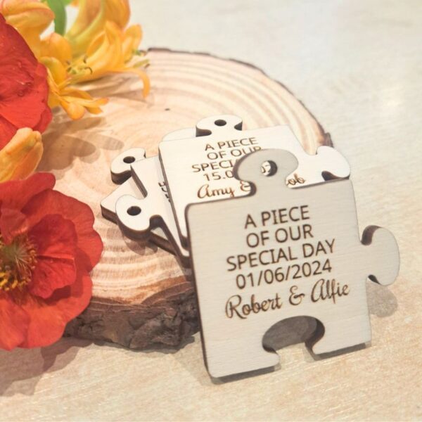 Personalised Wedding Favours Table Decorations, Wedding Drinks Tokens, Wooden Puzzle Wedding Table Decor, Party Favors, Anniversary Favours - Image 5